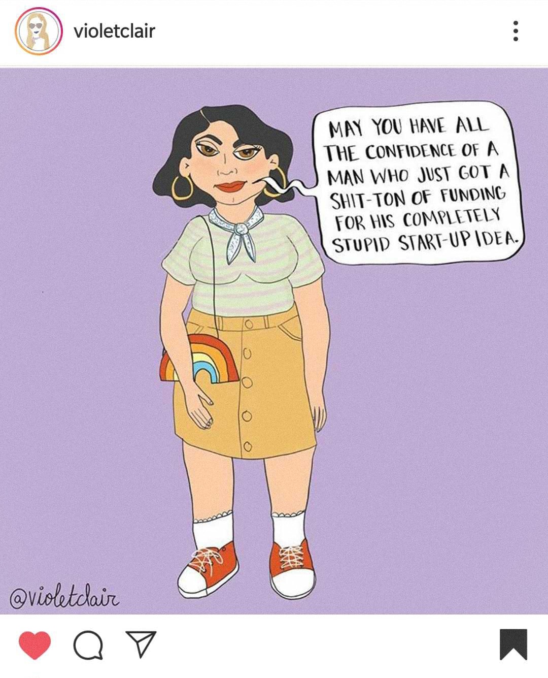 Illustration of a lady telling a message | Illustration by violetclair on Instagram