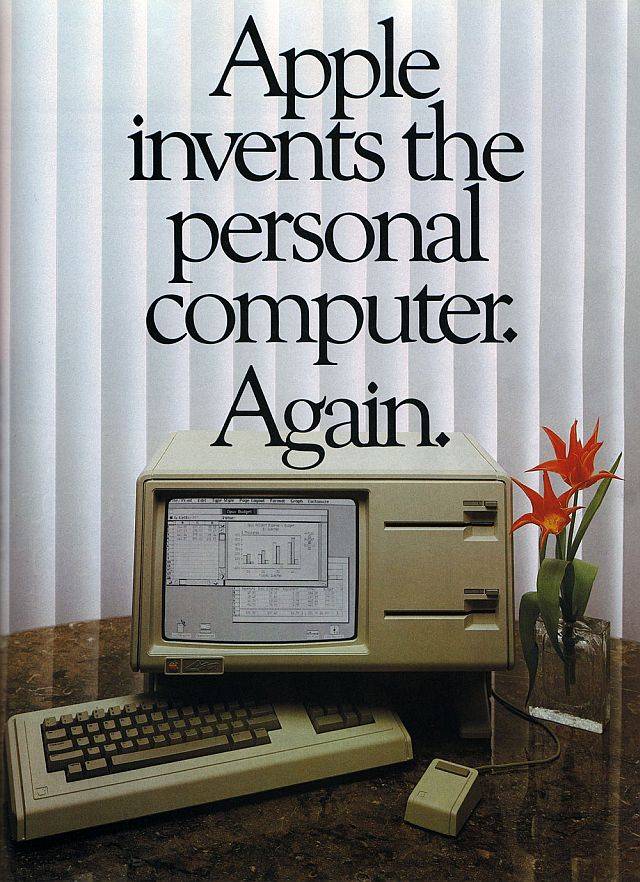 Apple's advertisement showing the Apple 2 computer
