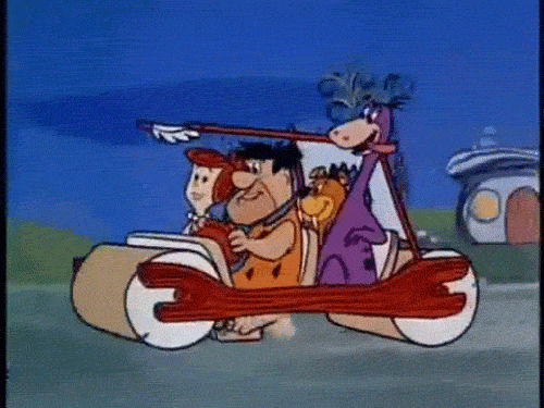 Animation from the cartoon series- The Flintstones showing a car